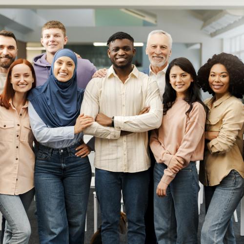 Smiling multiracial group