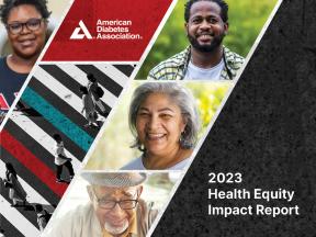 2023 Health Equity Impact Report showing two African American men and two African American women