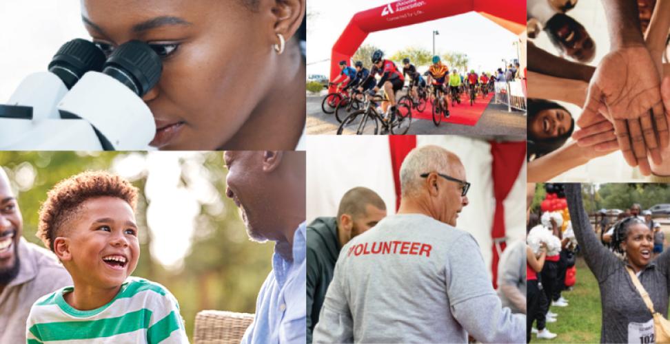 researcher, bike riders, hands together, family, volunteer