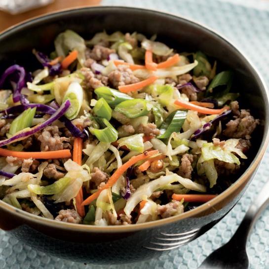 unstuffed eggroll in bowl