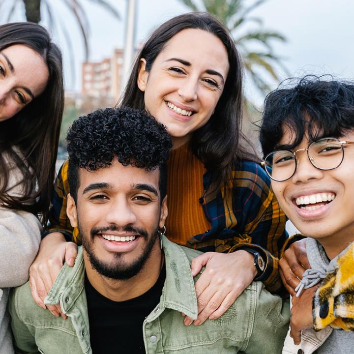 Group of smiling friends