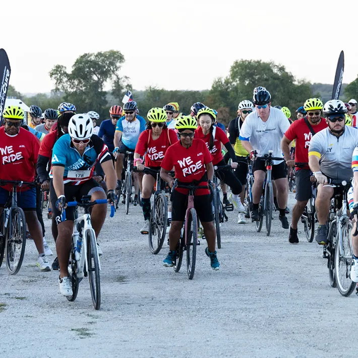 Riders on bikes at North Texas tour de cure