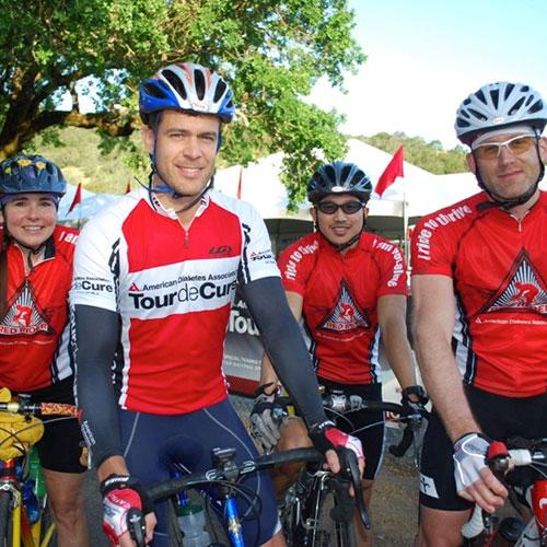 Four cyclists ready to ride in the Tour de Cure bicycle fundraiser