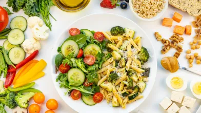 A plate of DASH diet food items