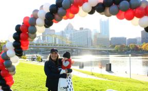Chelsea with her son at a diabetes walk