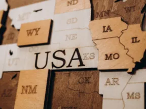 Wooden cutouts of different states