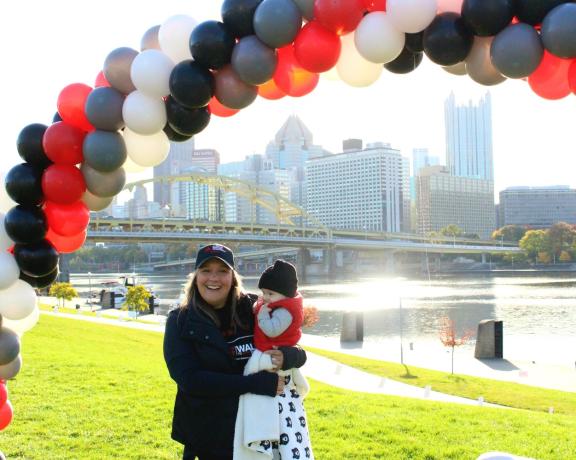 Chelsea with her son at a diabetes walk