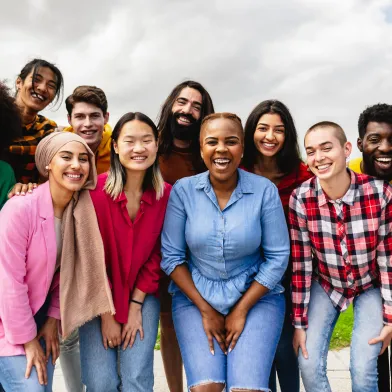 Smiling group of multi-racial friends