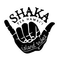 Shaka Tea logo of hand making aloha sign with extended pinkie and thumb