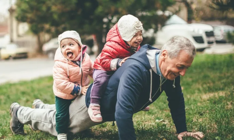 grandfather with granddaughters 