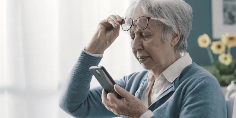 senior woman having vision problems