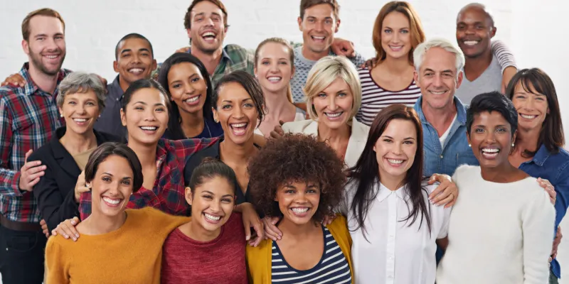 Big smiling group of people
