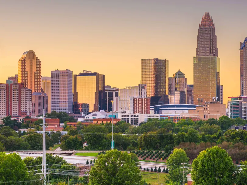 Charlotte North Carolina skyline at dusk