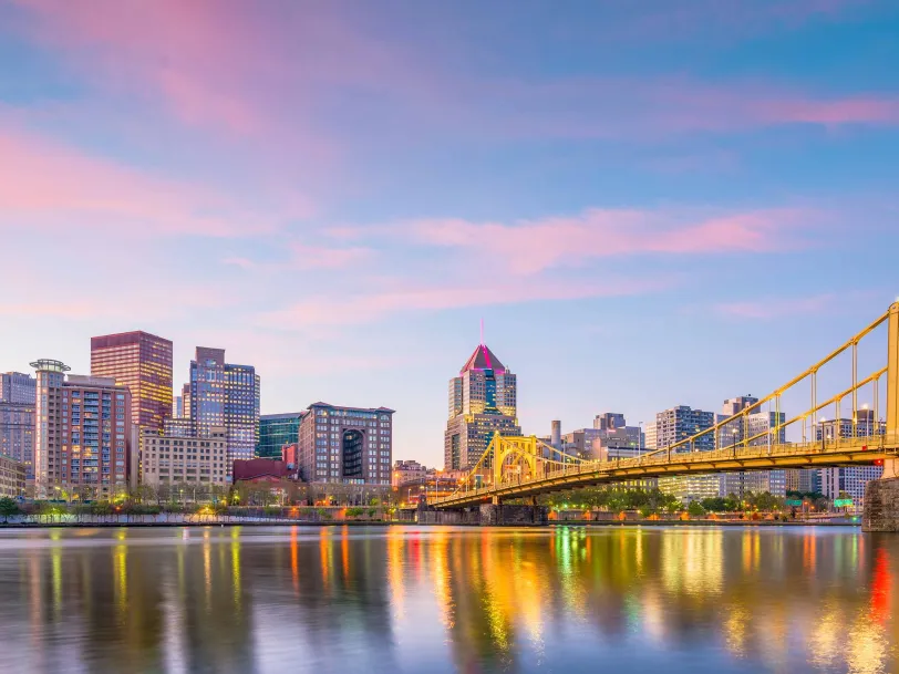 Pittsburgh Pennsylvania skyline at dusk