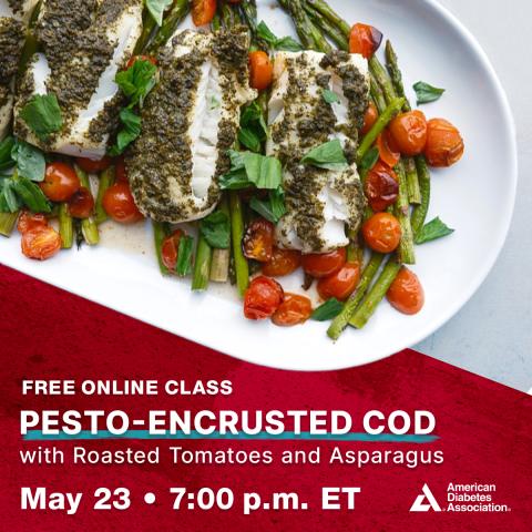 A picture of pesto encrusted cod