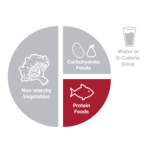 Protein foods graphic on plate