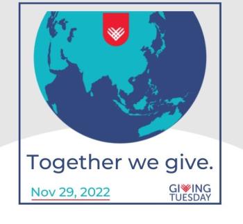 Together we give underneath globe asking for donations for giving tuesday