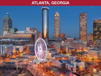 cityscape photograph of downtown Atlanta Georgia at dusk