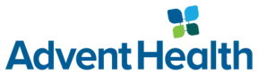 Advent Health logo: blue text with a blue and green four-leaf emblem.