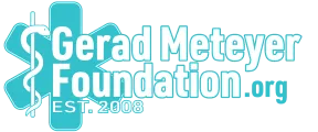 "Gerad Meteyer Foundation.org" logo with teal medical cross &amp; Rod of Asclepius. EST. 2008.