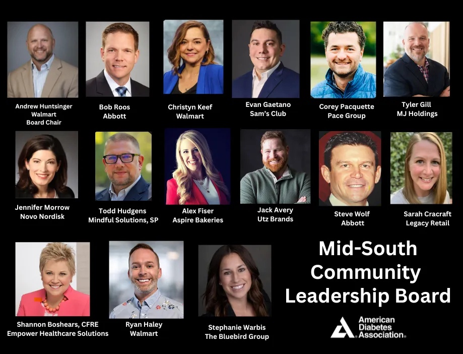 Graphic: ADA Mid-South Community Leadership Board with 17 headshots.