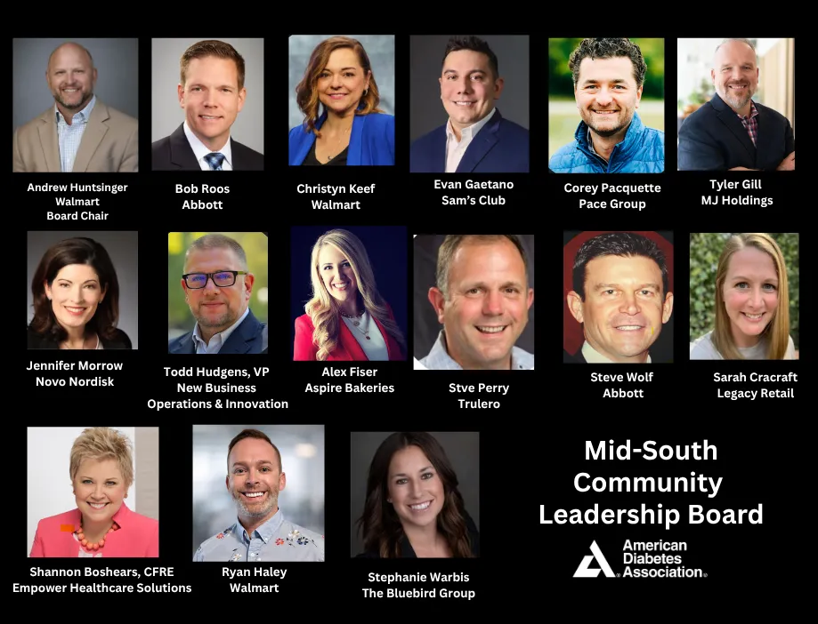 Photograph: 15 members of the American Diabetes Association Mid-South Leadership Board.