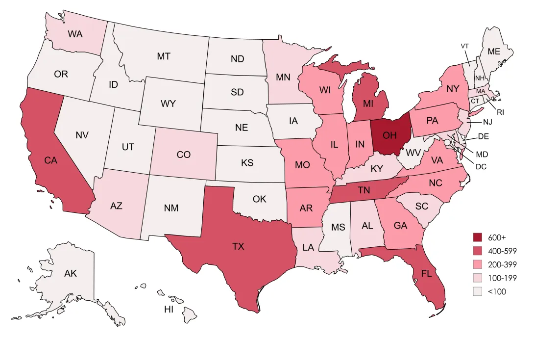US map shows states color-coded by number of people with diabetes, ranging 100K to 400K+. Signatures for INSULIN Act petition