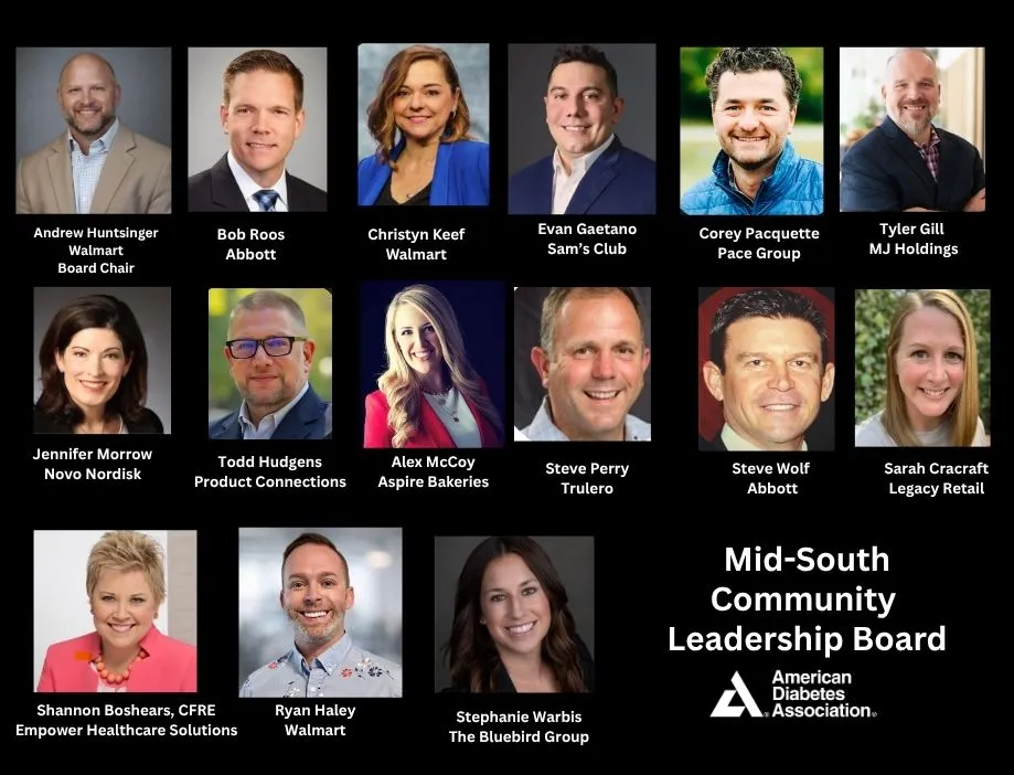 Graphic: American Diabetes Association Mid-South Community Leadership Board members.